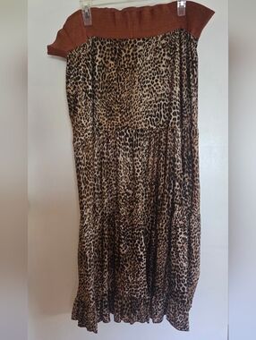 Leopard Print Tiered Maxi Skirt - Brown/Black